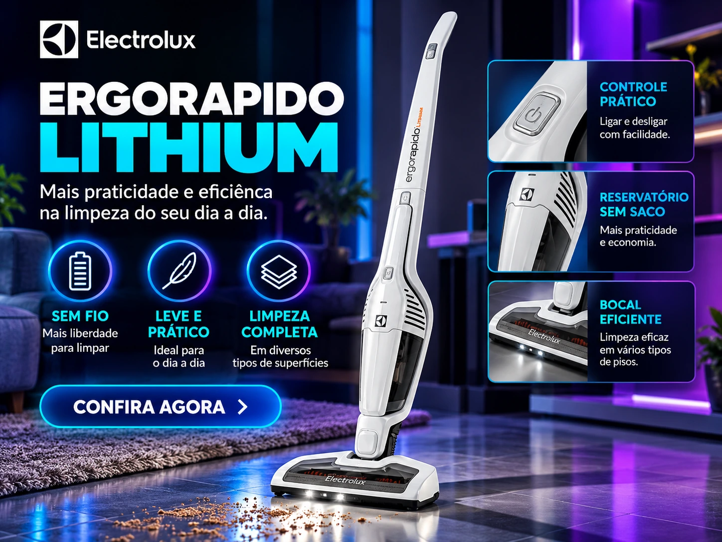 Aspirador Vertical Electrolux Ergorapido 2 em 1 ERG21 Bivolt — imagem 4